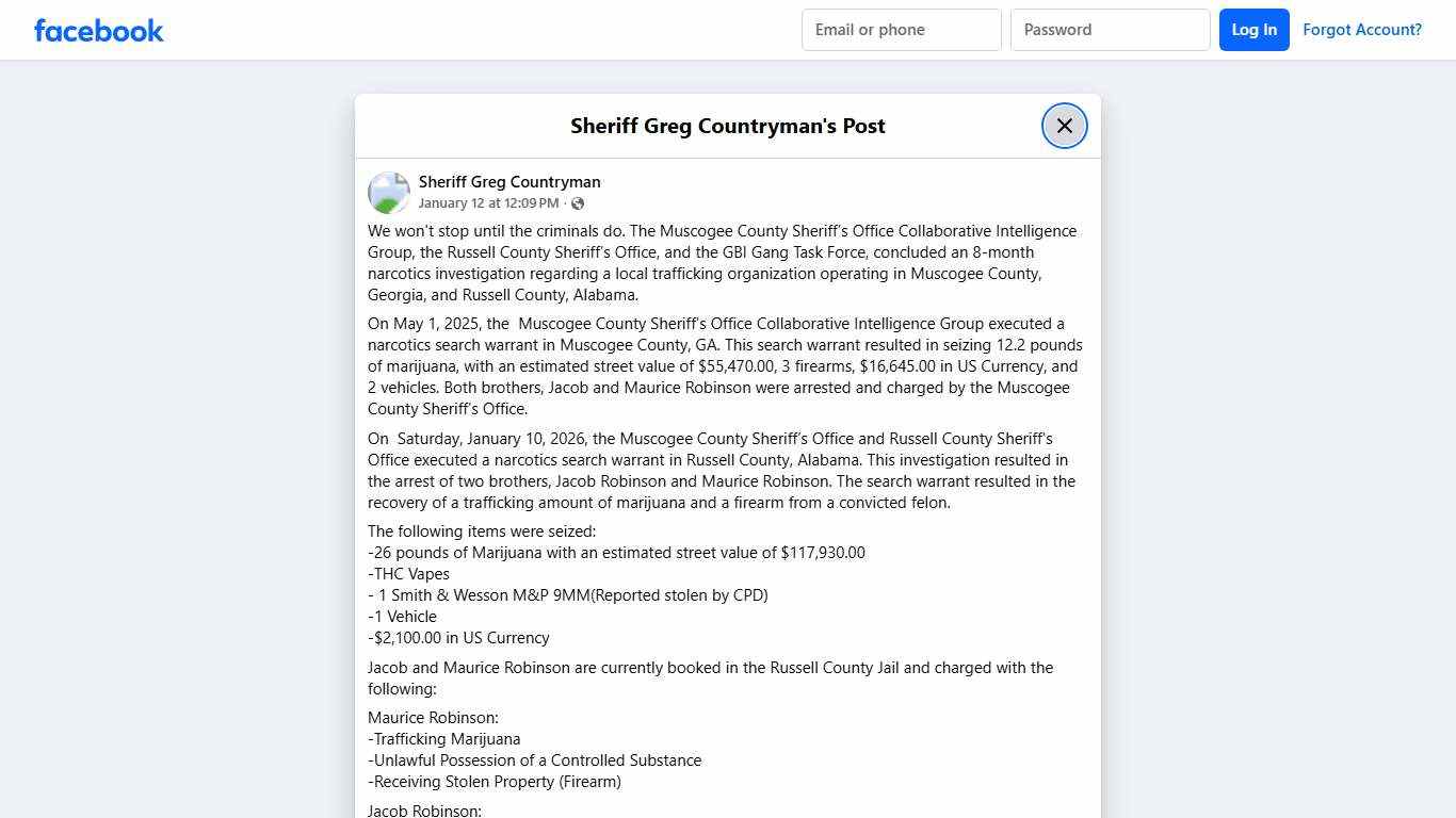 We won't stop until the... - Sheriff Greg Countryman Facebook